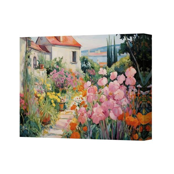 Benjamin Tate Design Vibrant Floral Garden Landscape Canvas Art Print For Living Room