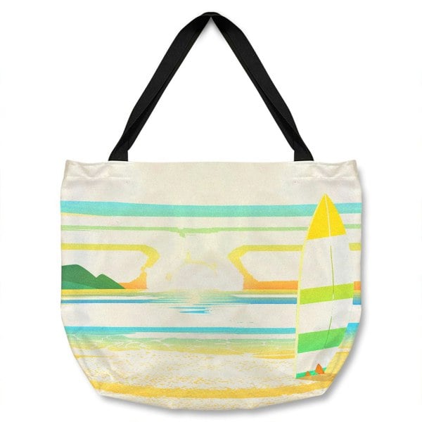 Benjamin Tate Design Surf Board On Beach Tote bag