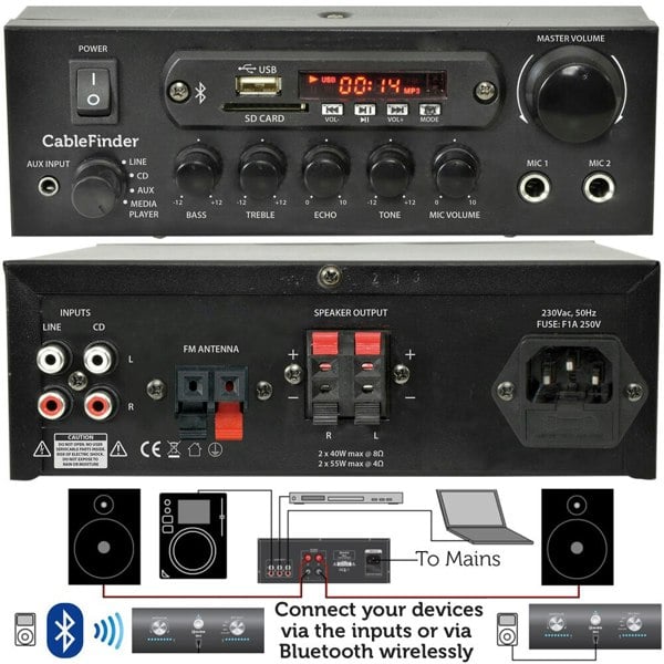 10 Speaker 5 Zone Background Music Kit Bluetooth Sound System Restaurant Bar