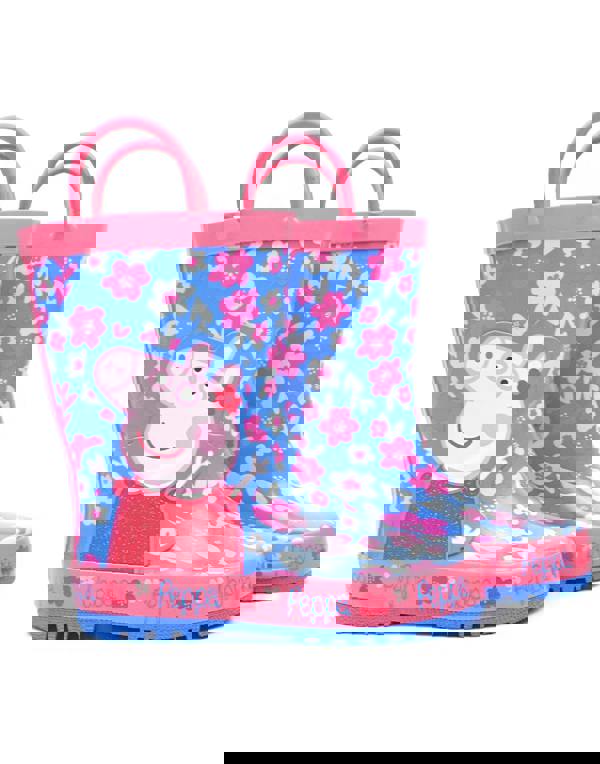 Peppa Pig Girls Blue Character Wellington Boots with Handles