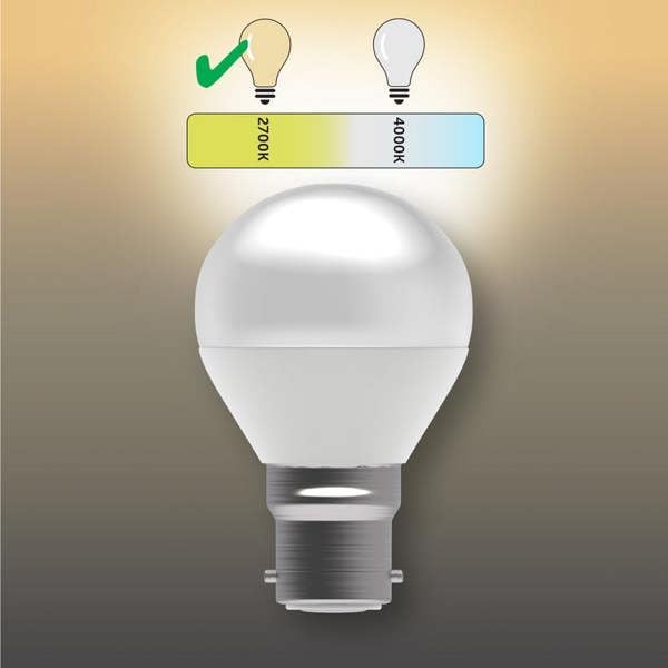 BELL Lighting B22 Non-Dimmable LED Golf Ball Bulb, Warm White 2700K 470lm 4.7W Round Bayonet Cap 40W Equivalent
