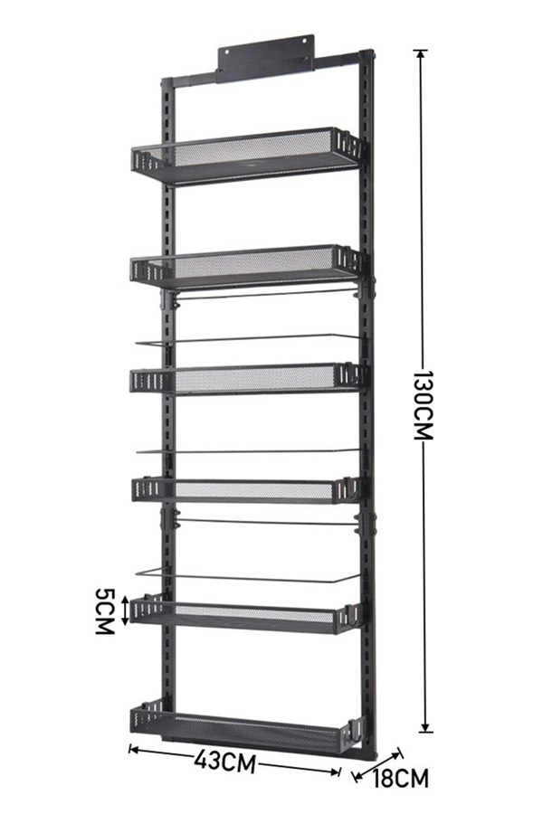 Living and Home 6-Tier Steel Hanging Detachable Kitchen Pantry Organizer Adjustable Over Door No Drilling