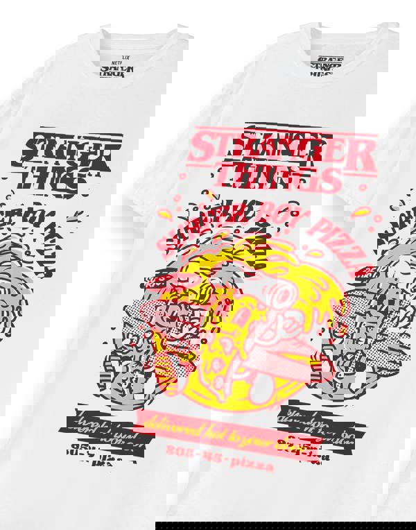 Stranger Things Unisex White Surfer Boy Pizza Short Sleeved T-Shirt