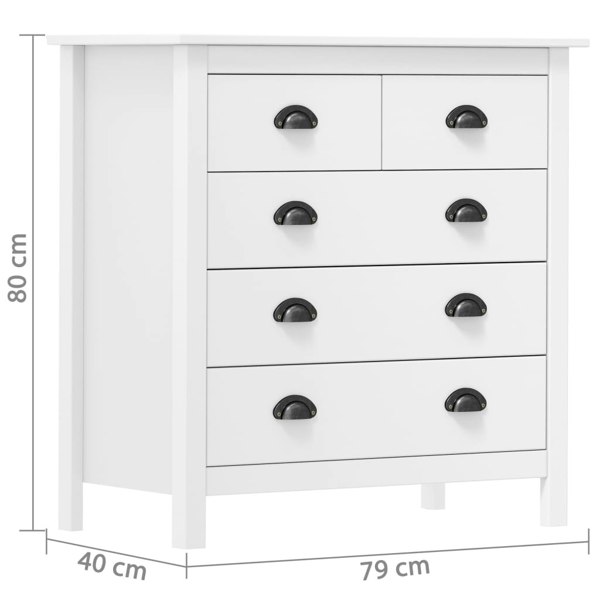 Berkfield Sideboard Hill White 79x40x80 cm Solid Pine Wood