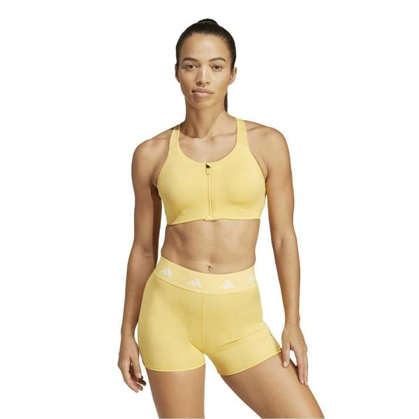 Adidas Womens/Ladies Zip Front Snug Fit Sports Bra - Yellow - 