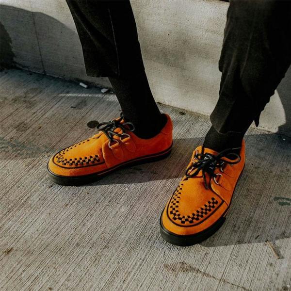 TUK Footwear TUK Pointed Creeper Sneaker Orange Cow Suede Platform Shoes - A9182
