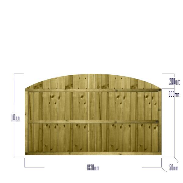 [amazon variation] dome top feather edge fully framed fence panel [6ft x 1ft, 2ft, 3ft, 4ft] 5
