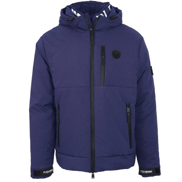 Plein Sport Padded Large Branded Logo Jacket - Navy Blue