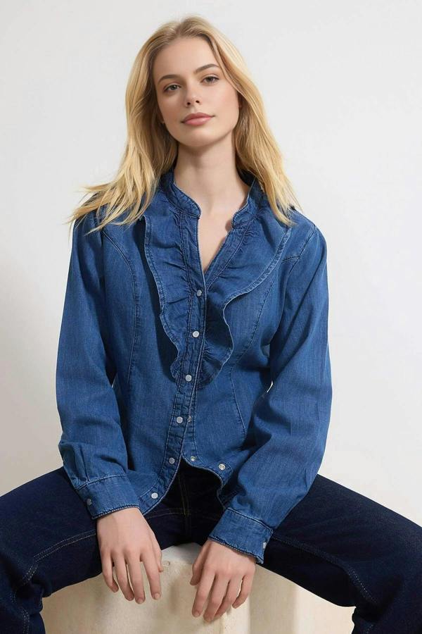 WOVCOR Baby Collar 100% Cotton Denim Shirt