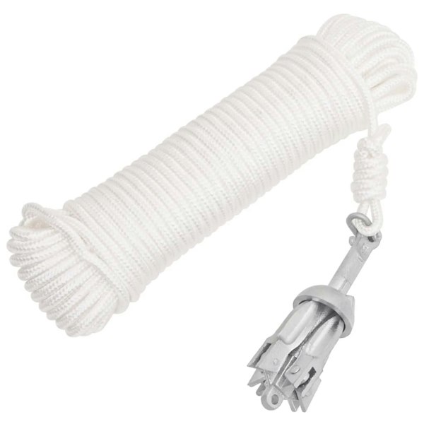 Berkfield Folding Anchor with Rope Silver 0.7 kg Malleable Iron