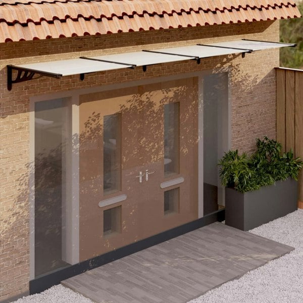 Berkfield Door Canopy Black and Transparent 396x90 cm Polycarbonate