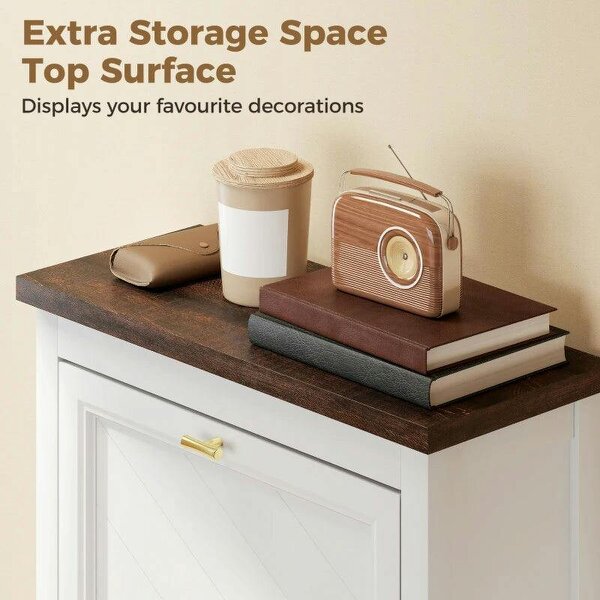 Shoe Cabinet with 3 Flip Drawers, Farmhouse Narrow Shoe Storage Cabinet with Adjustable Shelves, White