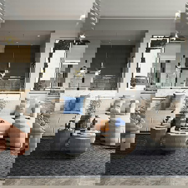 Isolde Three Seater Corner, Four Seater Corner Sofa, Grey Velvet-Rit Concept-Rit Concept