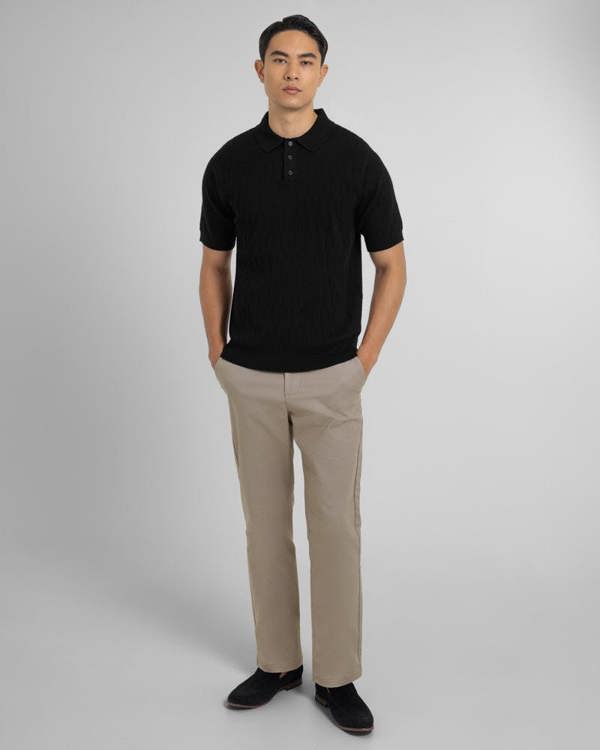 Steel & Jelly Tarvin - Geo Texture Knitted Polo Shirt