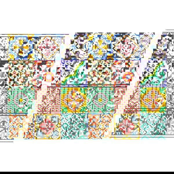 WT1535 - Classic Mediterranean Colourful Mixed Tiles Wall Stickers Set 1 - 15 x 15 cm (6 x 6 inches) - 24 pcs.