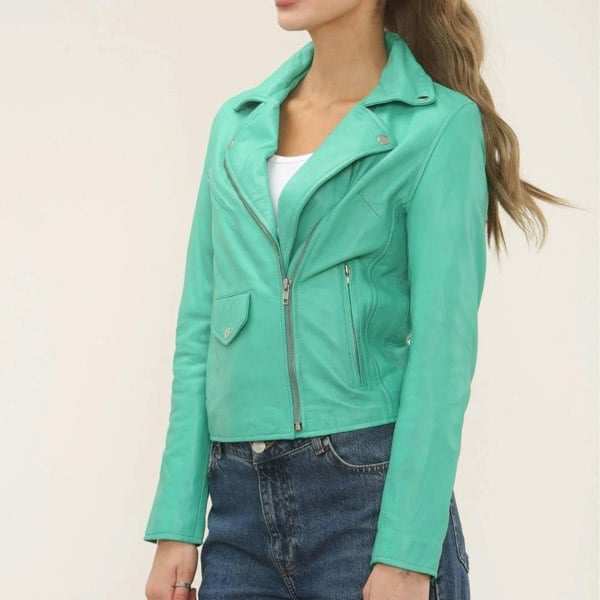 Leather Company Women's Real Leather Brando Style Biker Jacket