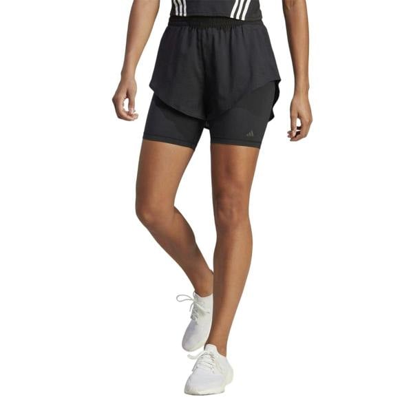 Adidas Womens/Ladies 2 in 1 High Waist Running Shorts - Black - 