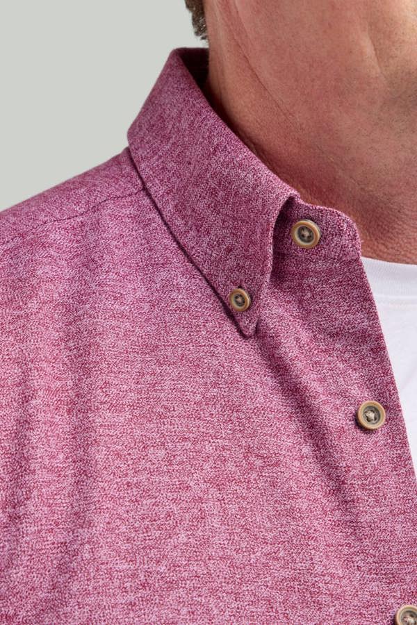 Wine Brushed Cotton Button-Down Collar Casual Shirt