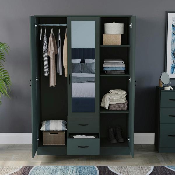 Vida Designs Riano 3 Door 2 Drawer Mirrored Wardrobe