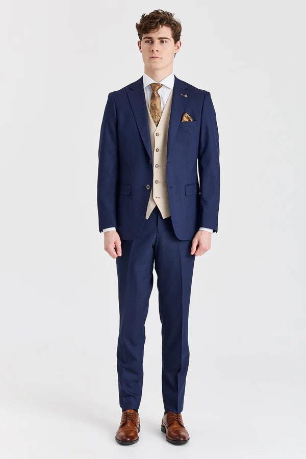 Paul Andrew Belmont Navy Suit with Belmont Beige Waistcoat