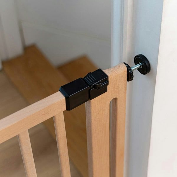 Safetots Wooden Elegance Gate, Natural, 87cm - 95cm, Pressure Fit Safety Gate, 65cm Extra Wide Doorway, Easy Installation