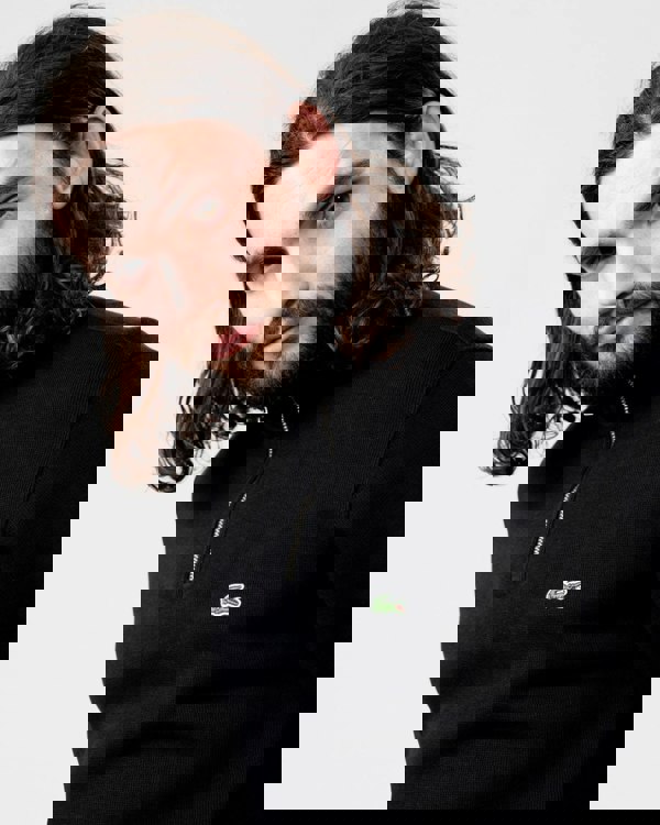 Lacoste Mens Zippered Stand-Up Collar Cotton Sweatshirt - Black 031