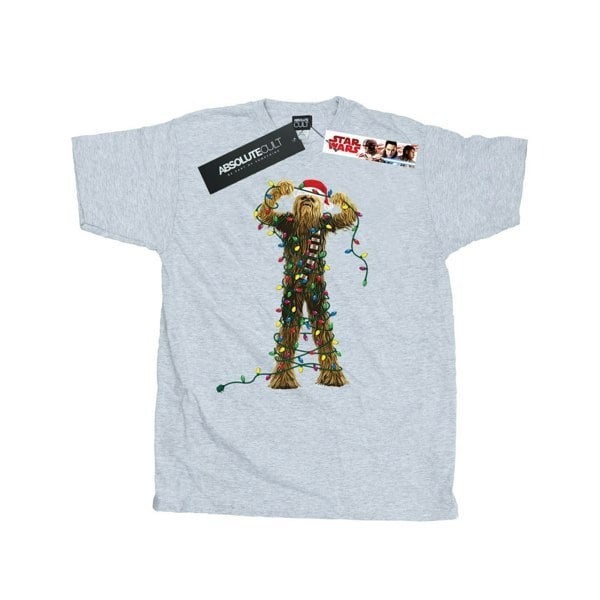 Star Wars Mens Chewbacca Christmas Lights T-Shirt - Sports Grey