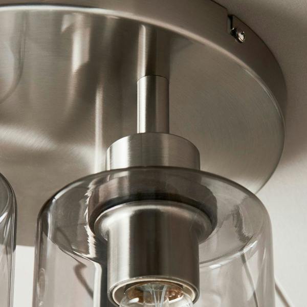 Pagazzi Lighting Kingsholm 3 Light Satin Nickel Semi Flush Ceiling Light