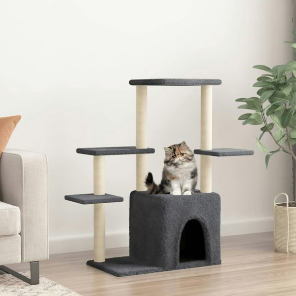 Berkfield Cat Tree with Sisal Scratching Posts Dark Grey 97.5 cm
