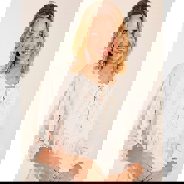 Blue Vanilla Floral Embroidered Bust Top