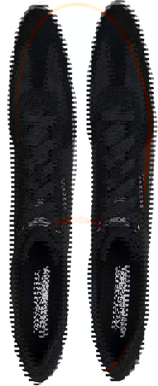 Skechers Placer Camilo Mens Smart Lace Up Casual Trainers Shoes, black athletic shoes with suede and mesh upper, rubber sole, and lace-up closure.