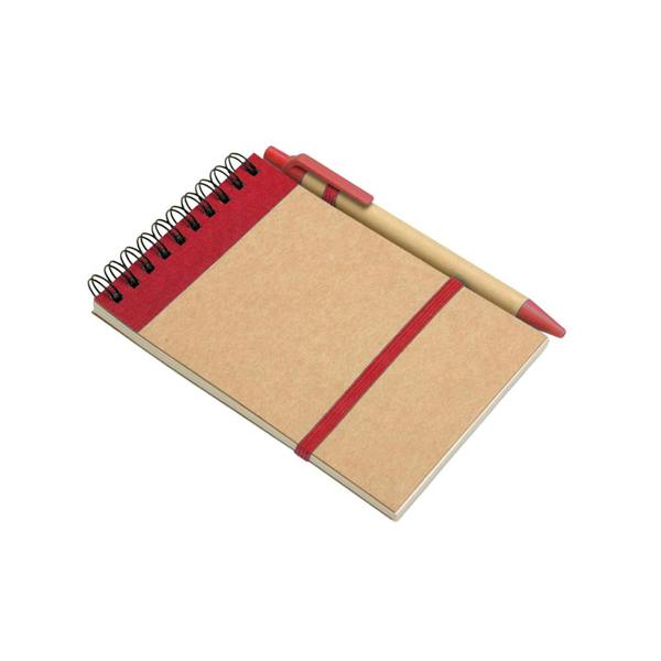 MidOcean Sonora Recycled A6 Notepad And Pen - Red/Beige - 