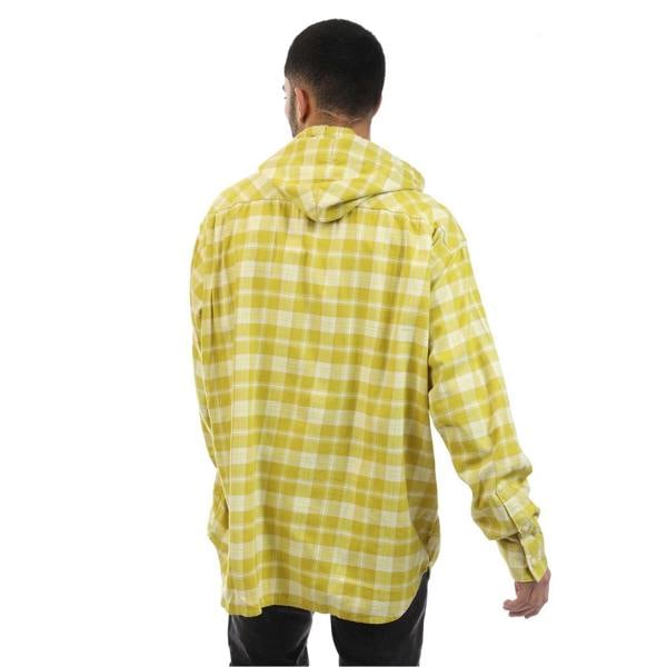 Diesel Unisex Adult Plaid Hooded Regular Long-Sleeved Shirt - Yellow - 