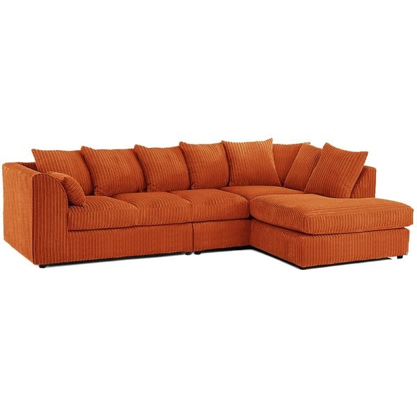 Furnishings For Less Luxor Full Cord Fabric 5 Seater Corner Sofa Scatter Back