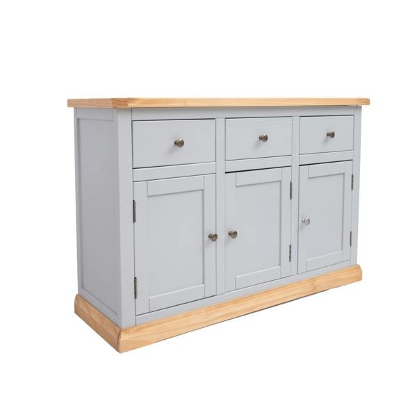 Cabinet Bits Bomporto Light Grey 3 Drawer 3 Door Sideboard Brass Knob
