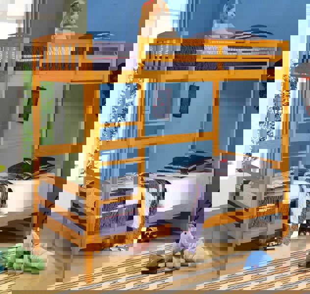 Comfy Living 3ft Wooden Combination Bunk Bed In Grey White Or Caramel Bedroom Kids Bedroom