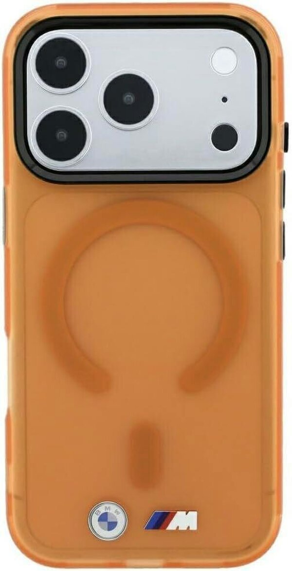 BMW M IML Frosted Metal Logo Trims Case with MagSafe for iPhone 17/18 Pro 6.3" Orange - BMHMP18L26HTFMILO