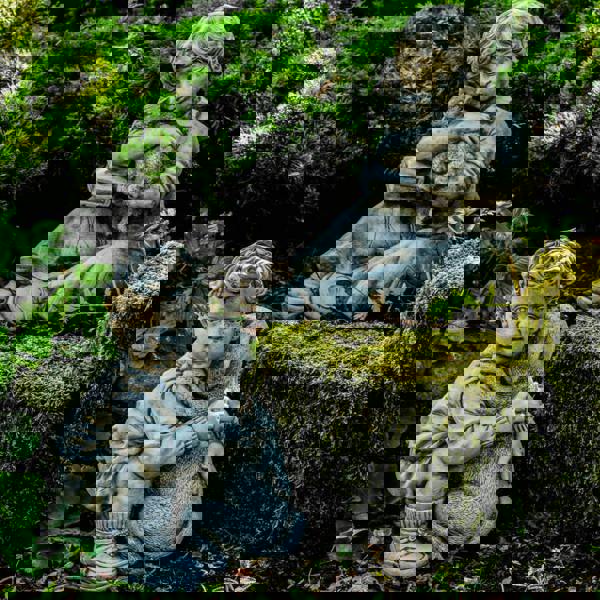 Sweet Boys Statues with Cat and Puppy in hands