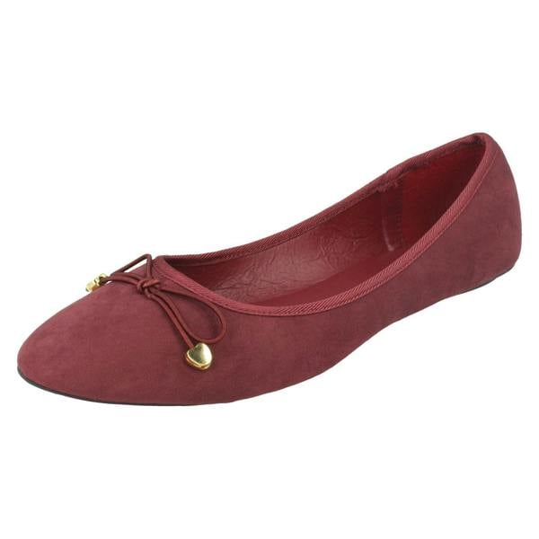 Spot On Ladies Spot On Flat Ballerina Bow Vamp Heart Charms