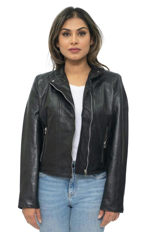 Infinity Leather Womens Leather Biker Jacket-Celaya