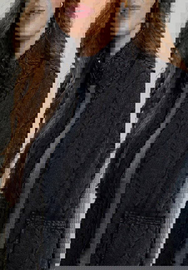 Evelyn Quilted High Neck Gilet In Grey