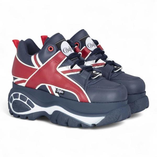 Buffalo Womens Blue Red Chunky Platform Fashion Trainers - 1339-14