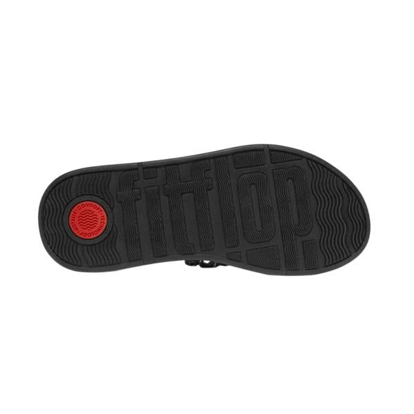 FitFlop Womens/Ladies Jewelled Leather Flatform Sandals - Black - 