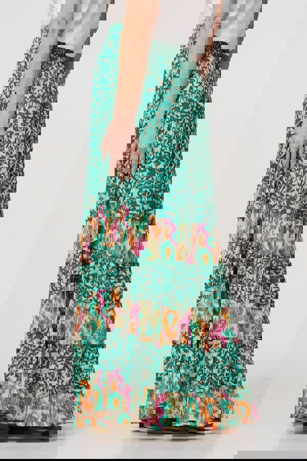 Green | Patchwork High Waist Maxi Skirt