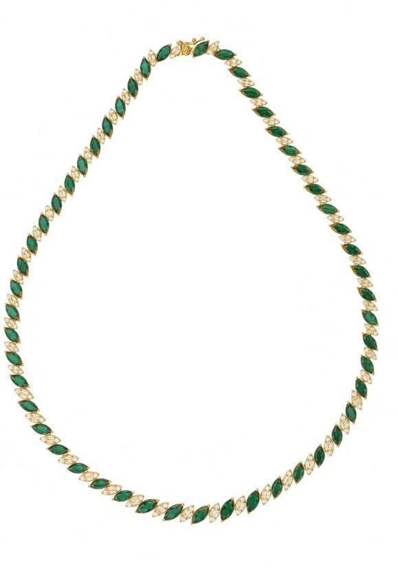 Latelita Viscountess Statement Tennis Necklace Emerald Gold