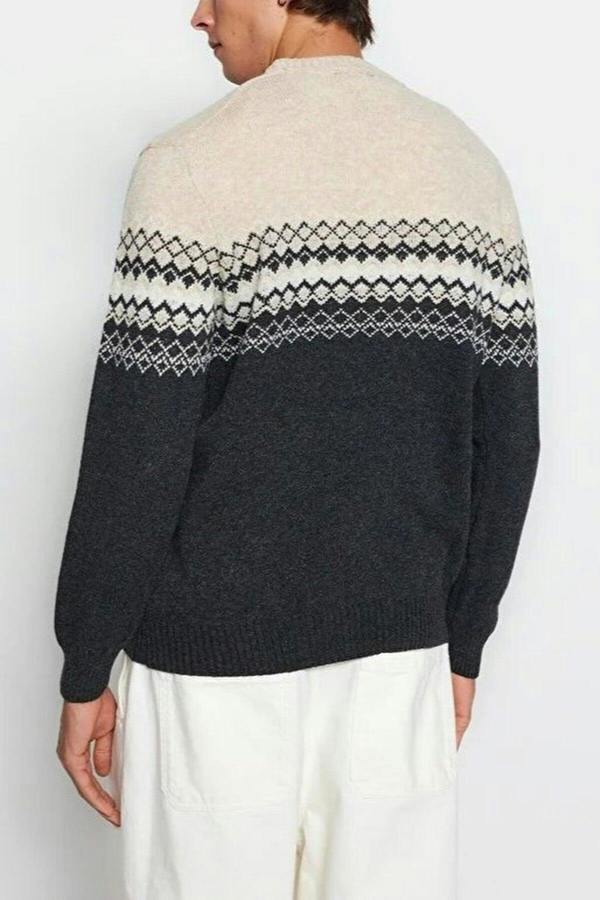 WOVCOR Crew Neck Ethnic Knit Men's Sweater