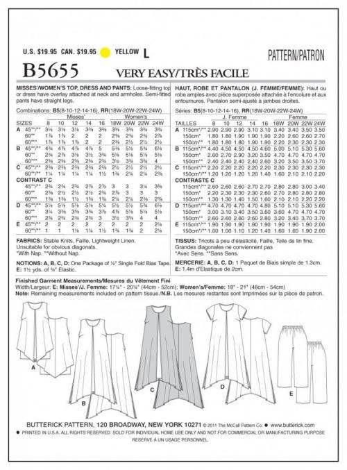 Butterick Sewing Pattern 5655, Dresses, Trousers, Tops for Women, 8-10-12-14-16 - Easy