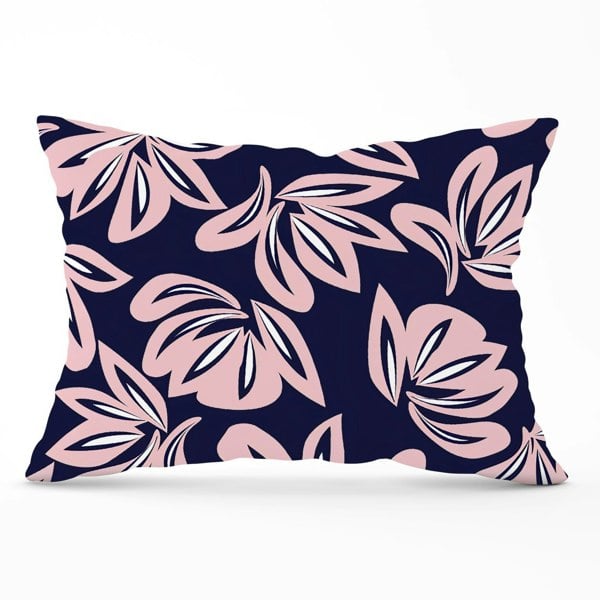 Warren Reed Pink Navy Floral Botanical Pattern Cushions