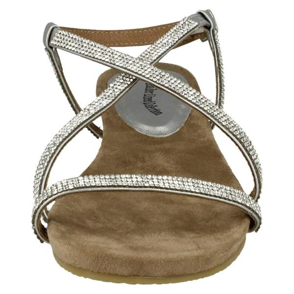 Leather Collection Ladies Leather Collection Diamante X Strap Sandals