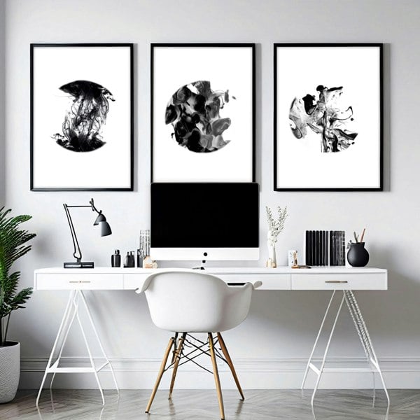 Abstract wall art set of 3 | set of 3 framed wall art for office